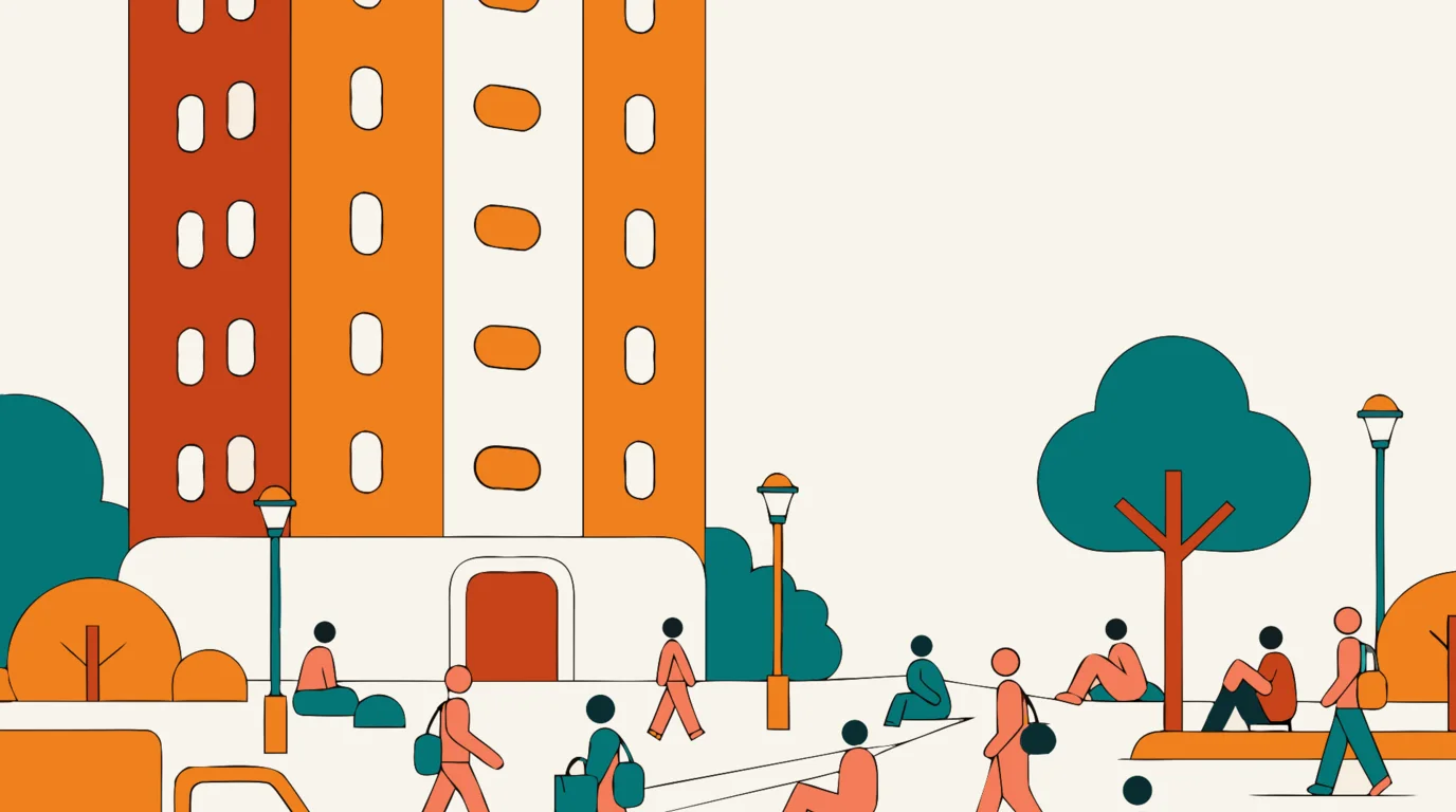 A flat-illustration street scene of a removal in Bankstown
